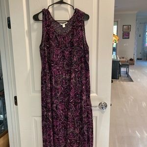 Croft & Barrow Smocked Challis Dress Purple Swirl